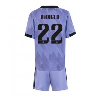 Fotbalové Dres Real Madrid Antonio Rudiger #22 Dětské Venkovní 2022-23 Krátký Rukáv (+ trenýrky)